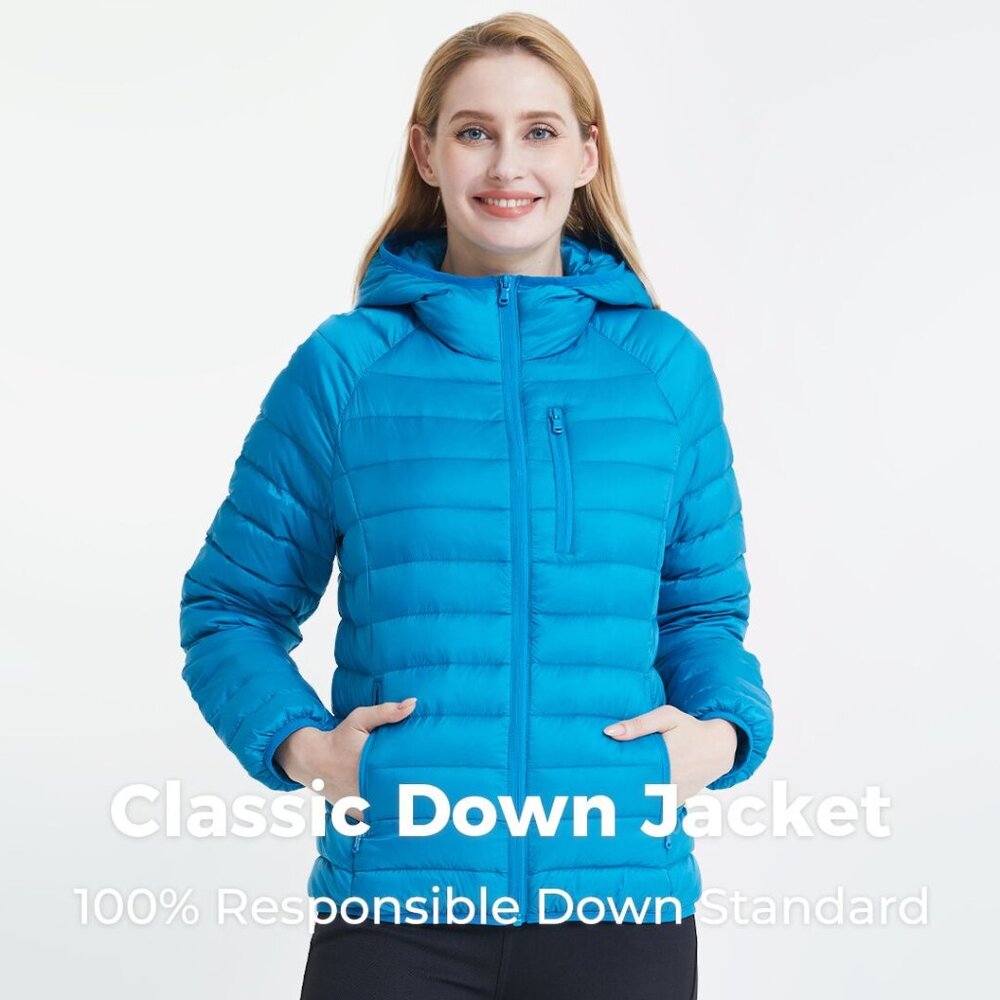 Packable Down Puffer Jacket Hooded Winter Coat Li… - image 8